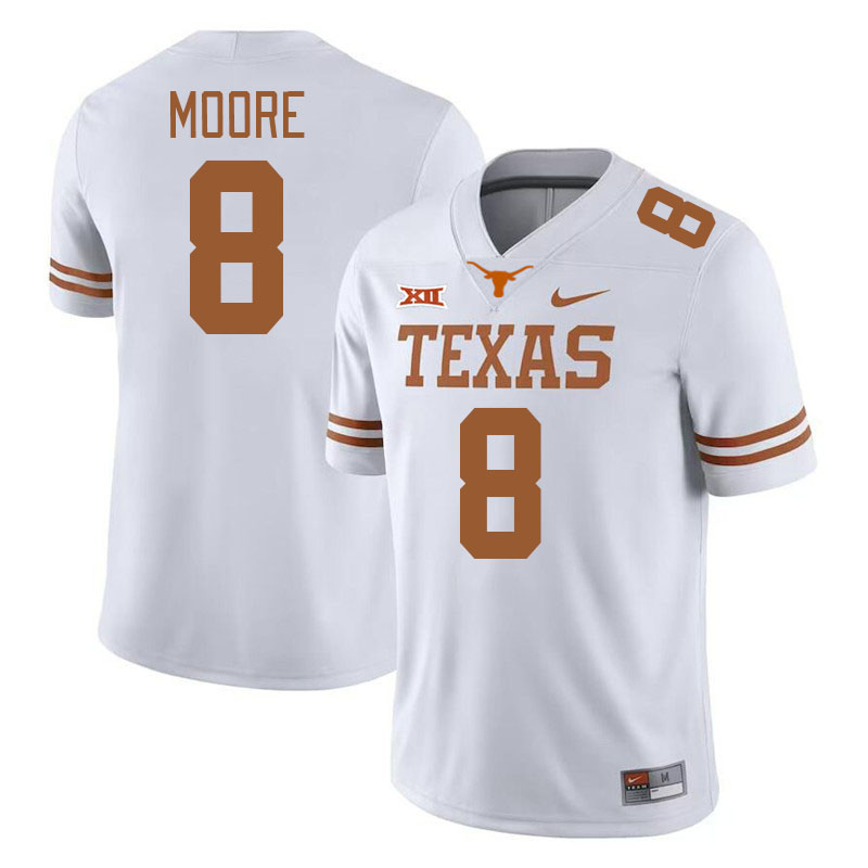 Men #8 Trey Moore Texas Longhorns College Football Jerseys Stitched-White